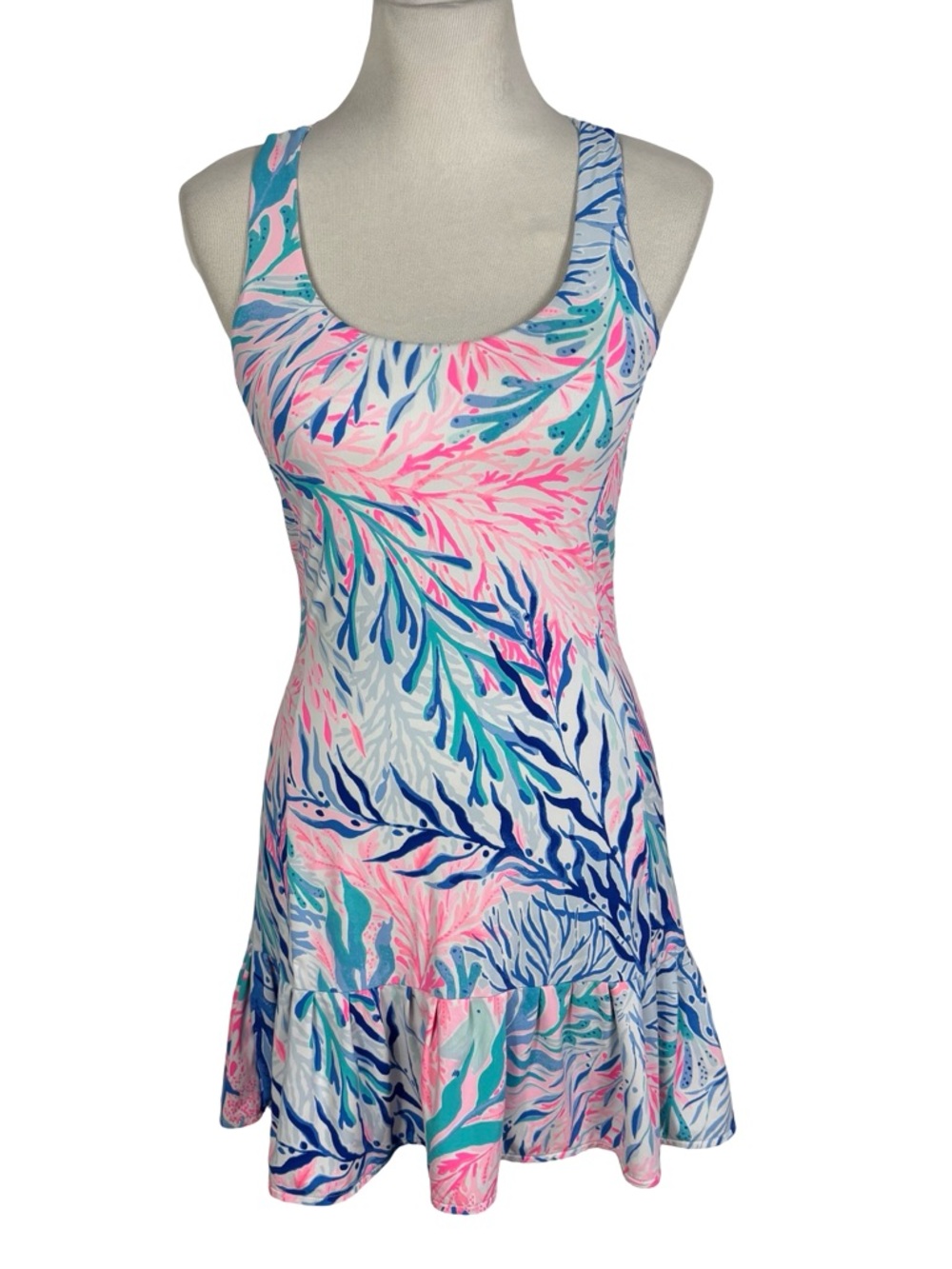 Lilly Pulitzer Meryl Nylon Ace Tennis Dress Luxletic Blue Kaleidoscope Small